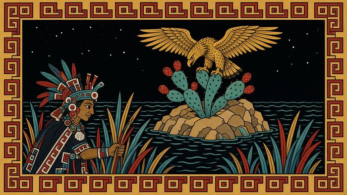 Lámina: el águila sobre el nopal